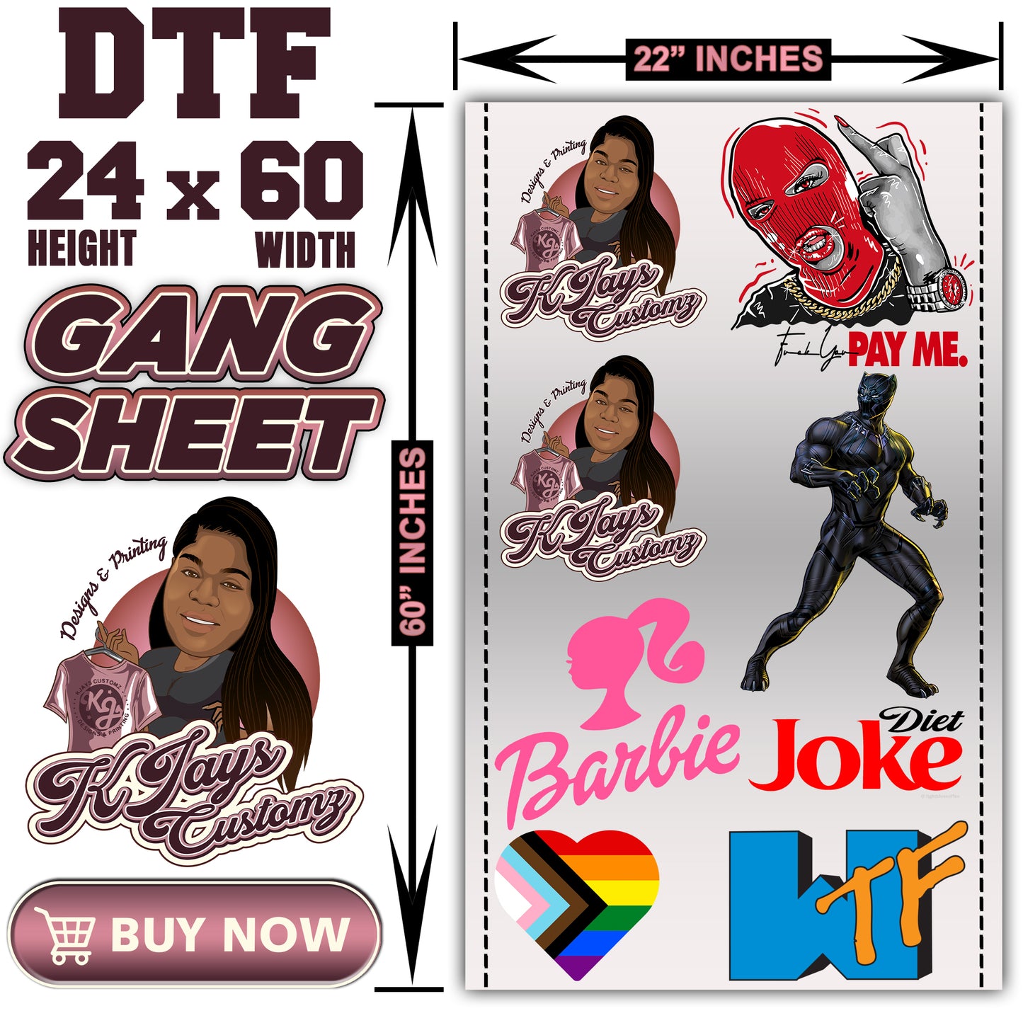 DTF GANG SHEET 22" X 60"